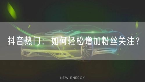 抖音热门：如何轻松增加粉丝关注？