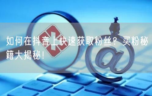 如何在抖音上快速获取粉丝？买粉秘籍大揭秘！