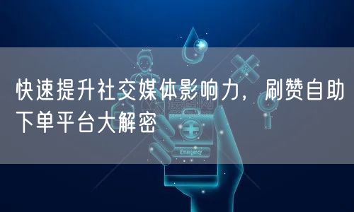 快速提升社交媒体影响力，刷赞自助下单平台大解密
