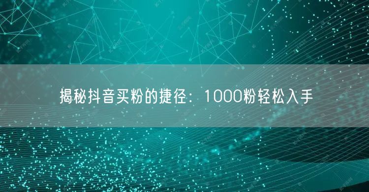 揭秘抖音买粉的捷径：1000粉轻松入手