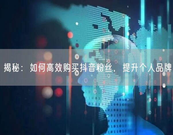 揭秘：如何高效购买抖音粉丝，提升个人品牌