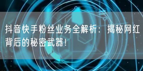 抖音快手粉丝业务全解析：揭秘网红背后的秘密武器！