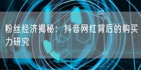 粉丝经济揭秘：抖音网红背后的购买力研究