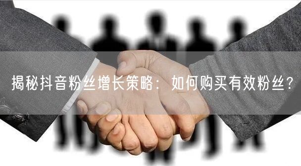 揭秘抖音粉丝增长策略：如何购买有效粉丝？