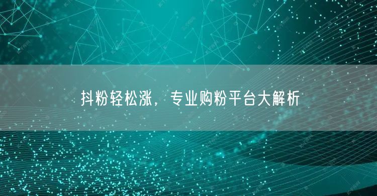抖粉轻松涨，专业购粉平台大解析