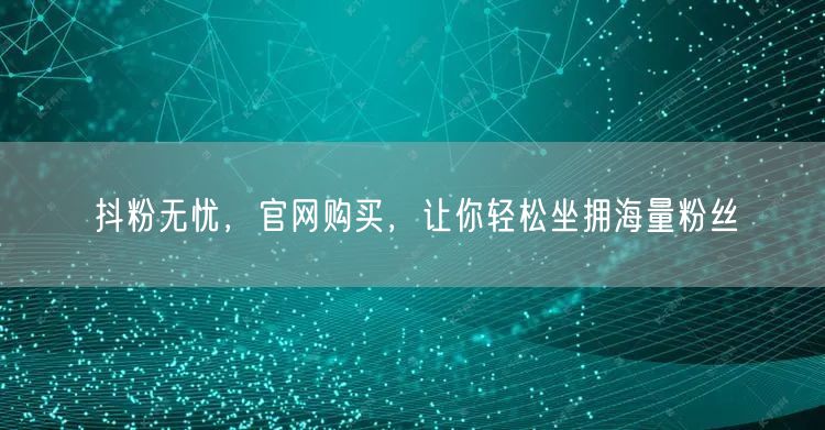 抖粉无忧，官网购买，让你轻松坐拥海量粉丝