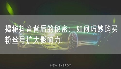 揭秘抖音背后的秘密：如何巧妙购买粉丝号扩大影响力!