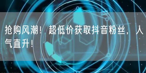 抢购风潮！超低价获取抖音粉丝，人气直升！
