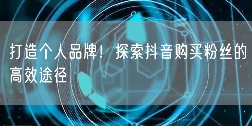 打造个人品牌！探索抖音购买粉丝的高效途径