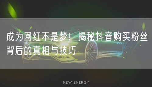 成为网红不是梦！揭秘抖音购买粉丝背后的真相与技巧