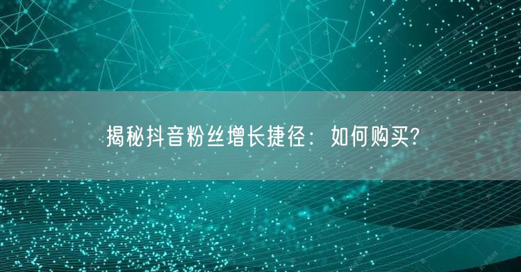 揭秘抖音粉丝增长捷径：如何购买?