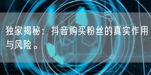 独家揭秘：抖音购买粉丝的真实作用与风险。