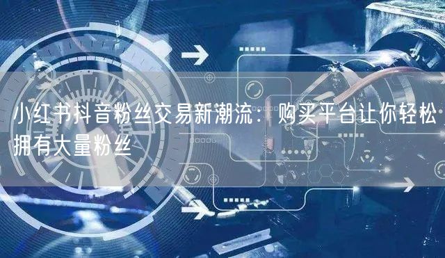 小红书抖音粉丝交易新潮流：购买平台让你轻松拥有大量粉丝