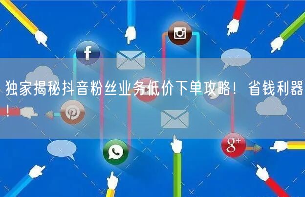独家揭秘抖音粉丝业务低价下单攻略！省钱利器！