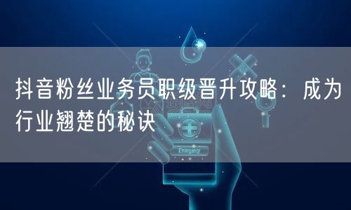 抖音粉丝业务员职级晋升攻略：成为行业翘楚的秘诀