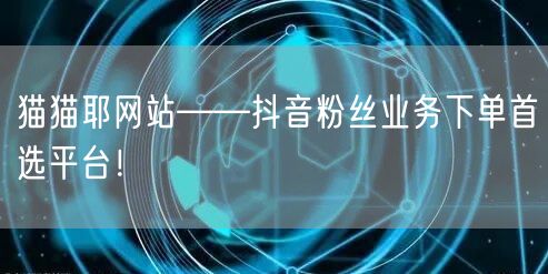 猫猫耶网站——抖音粉丝业务下单首选平台！