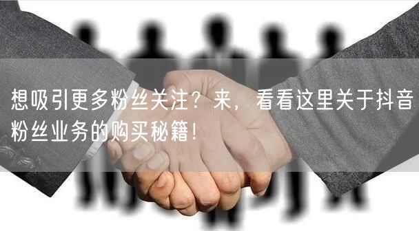 想吸引更多粉丝关注？来，看看这里关于抖音粉丝业务的购买秘籍！