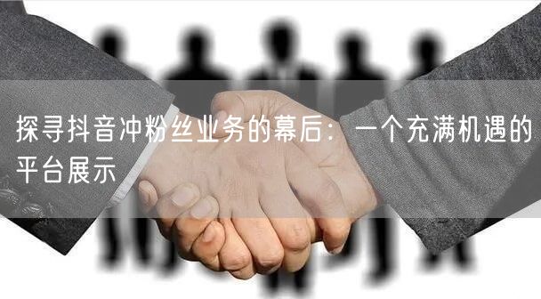 探寻抖音冲粉丝业务的幕后：一个充满机遇的平台展示