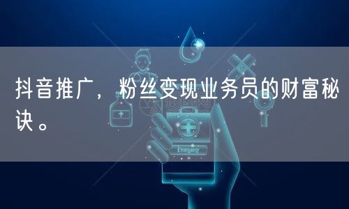 抖音推广，粉丝变现业务员的财富秘诀。