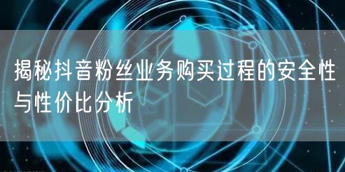 揭秘抖音粉丝业务购买过程的安全性与性价比分析
