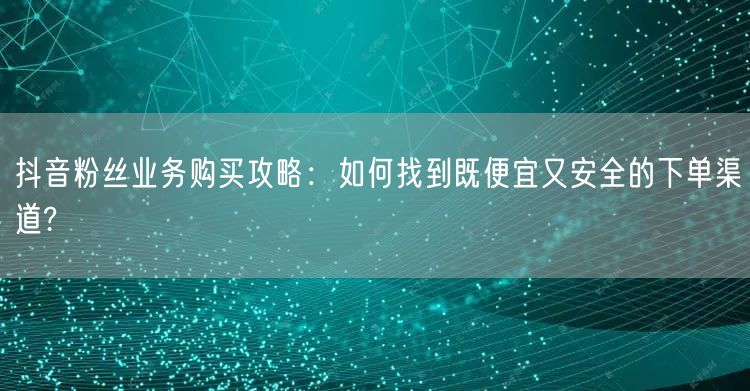 抖音粉丝业务购买攻略：如何找到既便宜又安全的下单渠道?