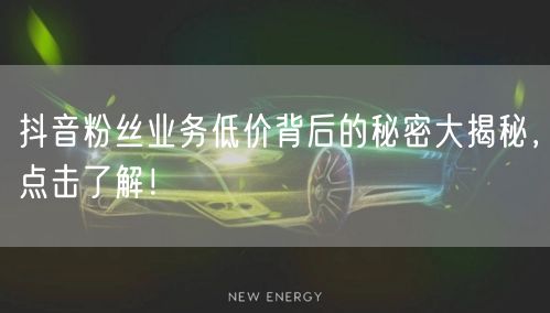 抖音粉丝业务低价背后的秘密大揭秘，点击了解！