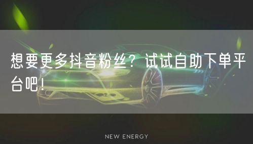 想要更多抖音粉丝？试试自助下单平台吧！