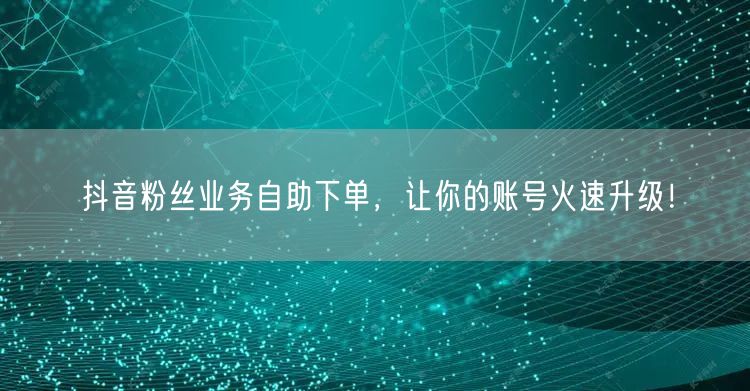 抖音粉丝业务自助下单，让你的账号火速升级！