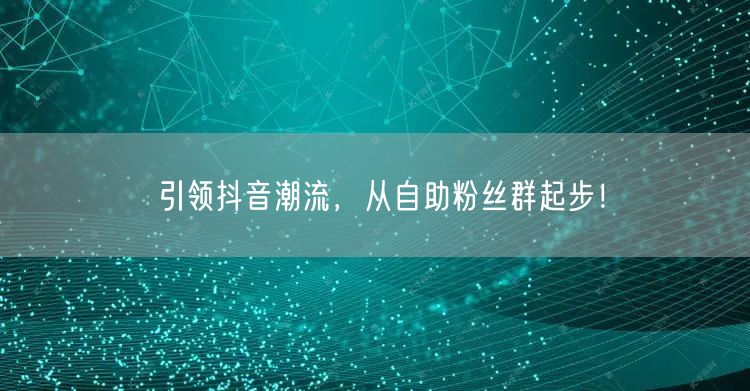 引领抖音潮流，从自助粉丝群起步！