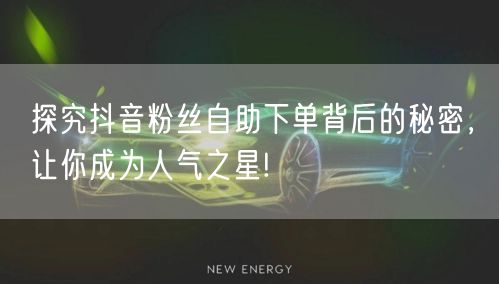 探究抖音粉丝自助下单背后的秘密，让你成为人气之星!