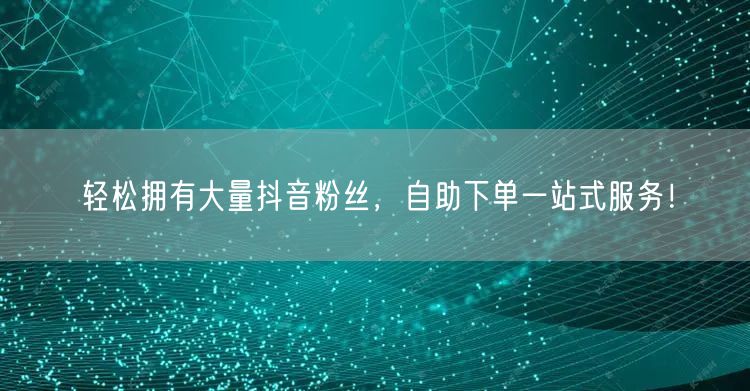 轻松拥有大量抖音粉丝，自助下单一站式服务！