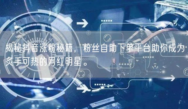揭秘抖音涨粉秘籍，粉丝自助下单平台助你成为炙手可热的网红明星。