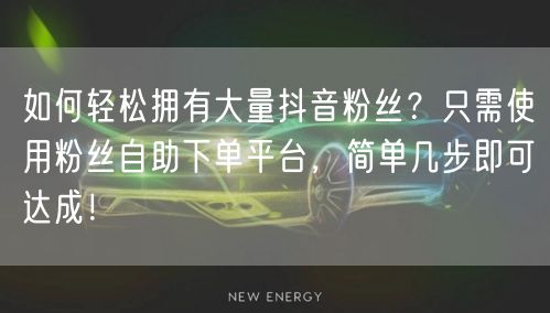 如何轻松拥有大量抖音粉丝？只需使用粉丝自助下单平台，简单几步即可达成！