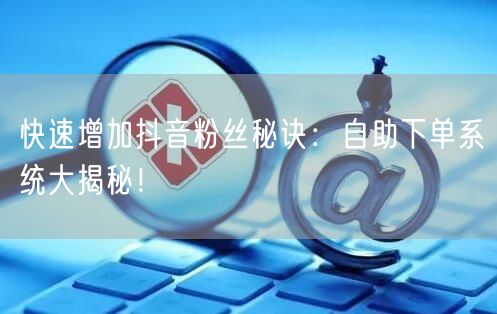 快速增加抖音粉丝秘诀：自助下单系统大揭秘！