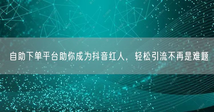 自助下单平台助你成为抖音红人，轻松引流不再是难题