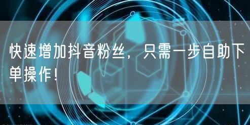 快速增加抖音粉丝，只需一步自助下单操作！