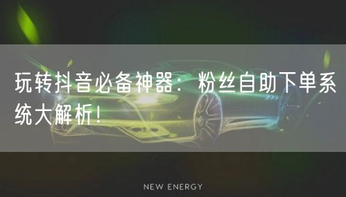 玩转抖音必备神器：粉丝自助下单系统大解析！