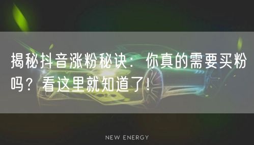 揭秘抖音涨粉秘诀：你真的需要买粉吗？看这里就知道了！