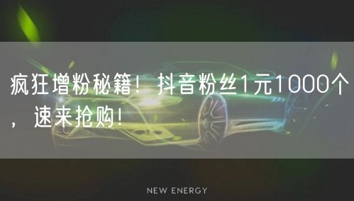 疯狂增粉秘籍！抖音粉丝1元1000个，速来抢购！