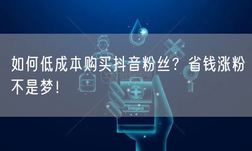 如何低成本购买抖音粉丝？省钱涨粉不是梦！