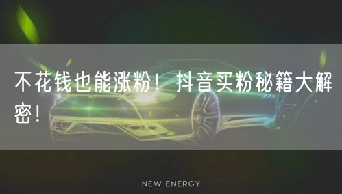 不花钱也能涨粉！抖音买粉秘籍大解密！