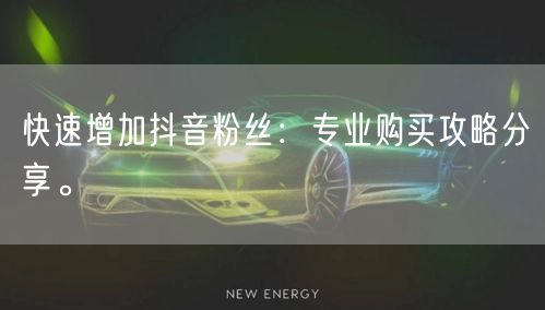 快速增加抖音粉丝：专业购买攻略分享。