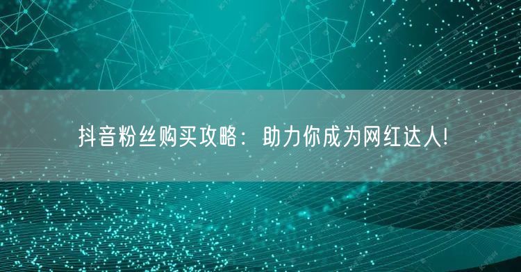 抖音粉丝购买攻略：助力你成为网红达人!