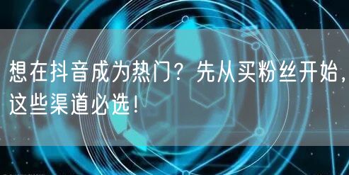 想在抖音成为热门？先从买粉丝开始，这些渠道必选！