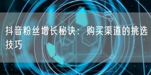 抖音粉丝增长秘诀：购买渠道的挑选技巧