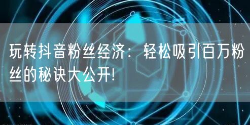 玩转抖音粉丝经济：轻松吸引百万粉丝的秘诀大公开!
